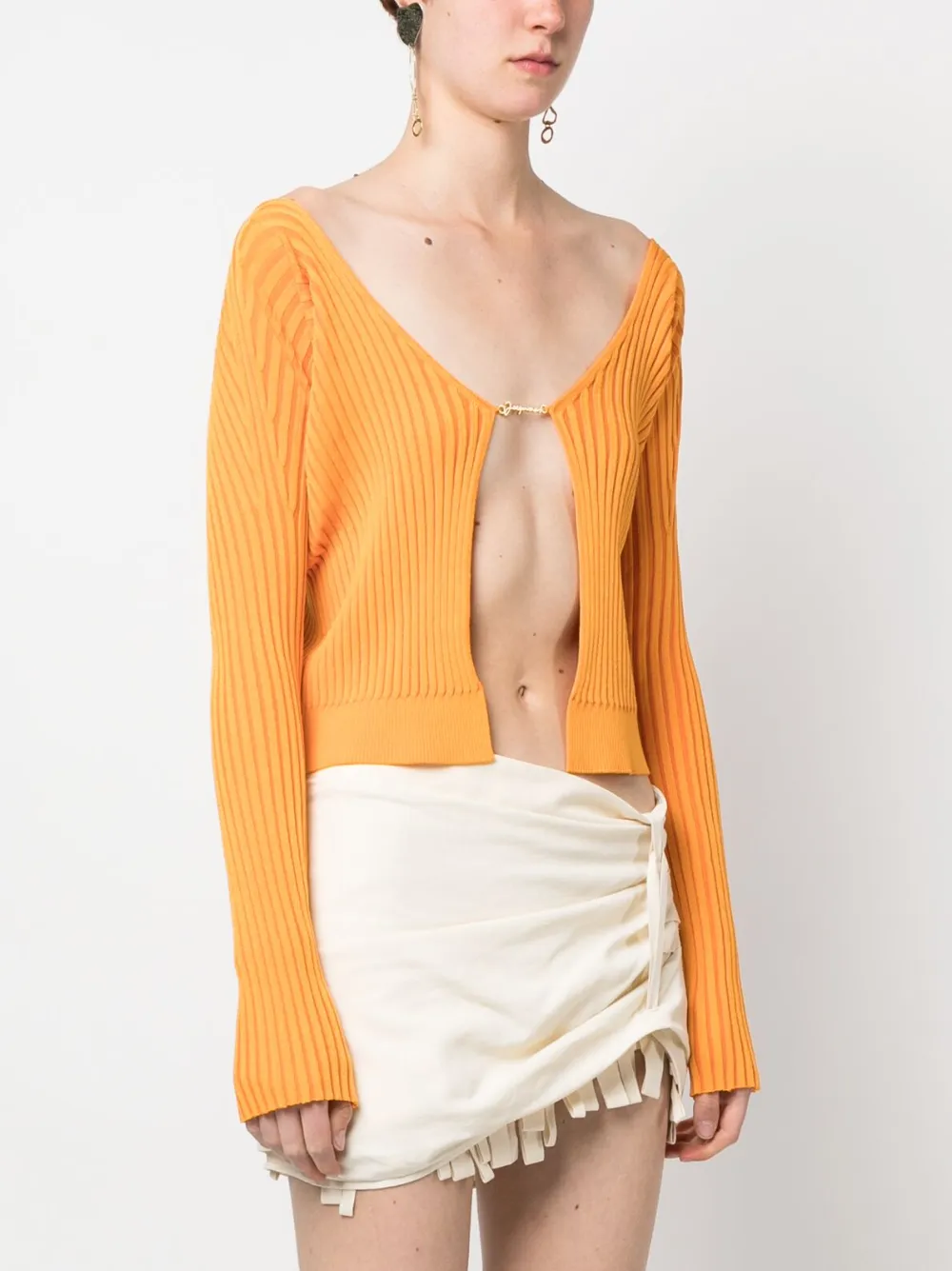 Shop Jacquemus La Maille Pralù Longue Cardigan In Orange