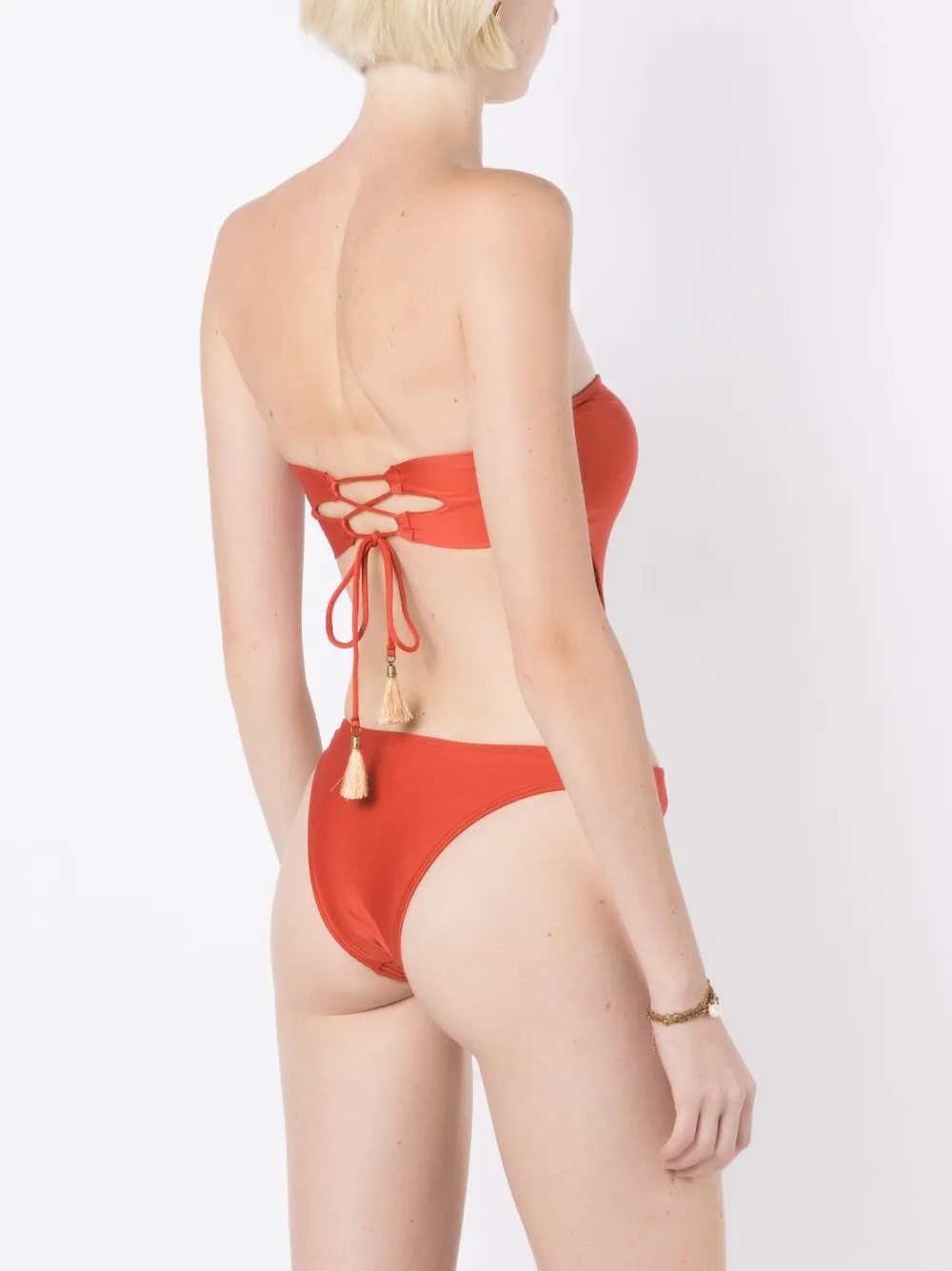 Shop Lygia & Nanny Taylor Liso Strapless Swimsuit In Orange