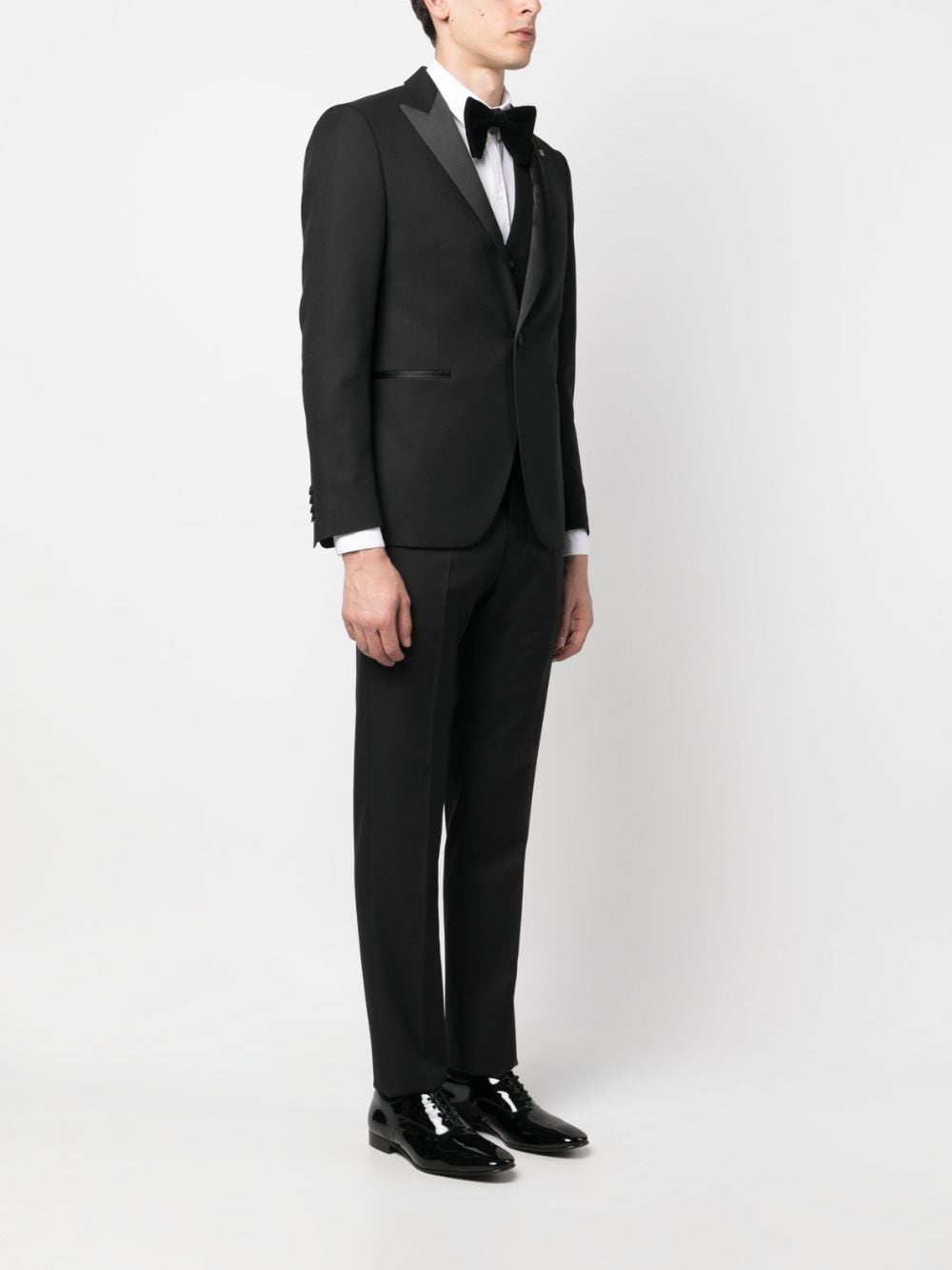 Shop Tagliatore Slim-cut Three-piece Dinner Suit In Black