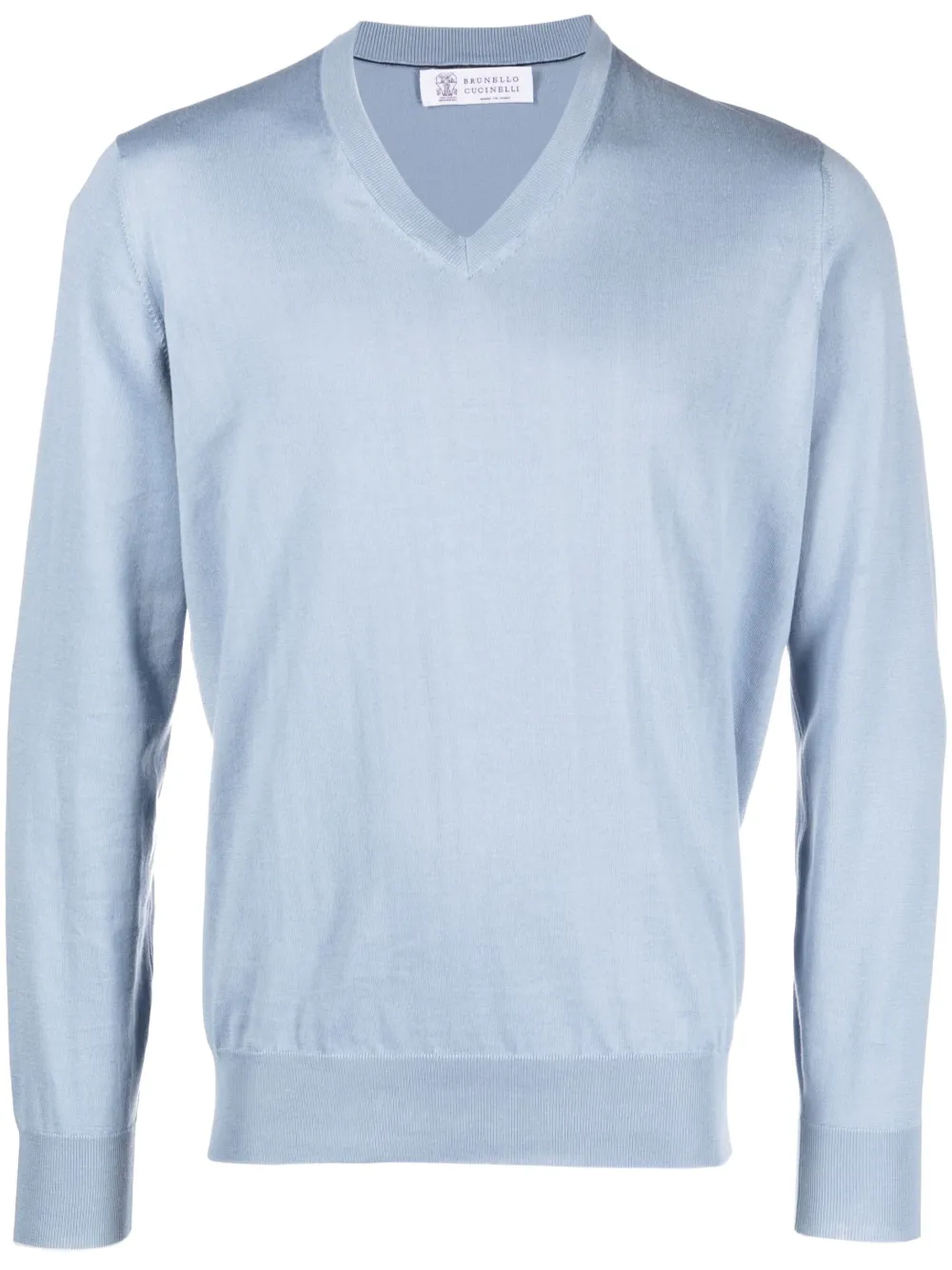 Brunello Cucinelli V-neck cotton jumper - Blue