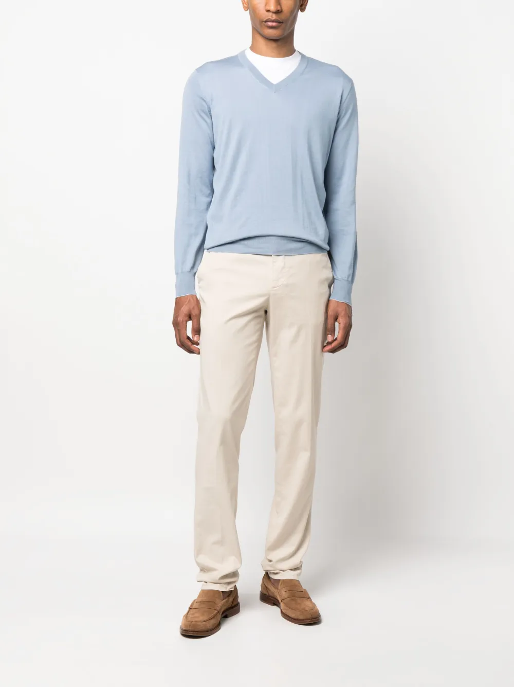 Brunello Cucinelli Trui met V-hals - Blauw