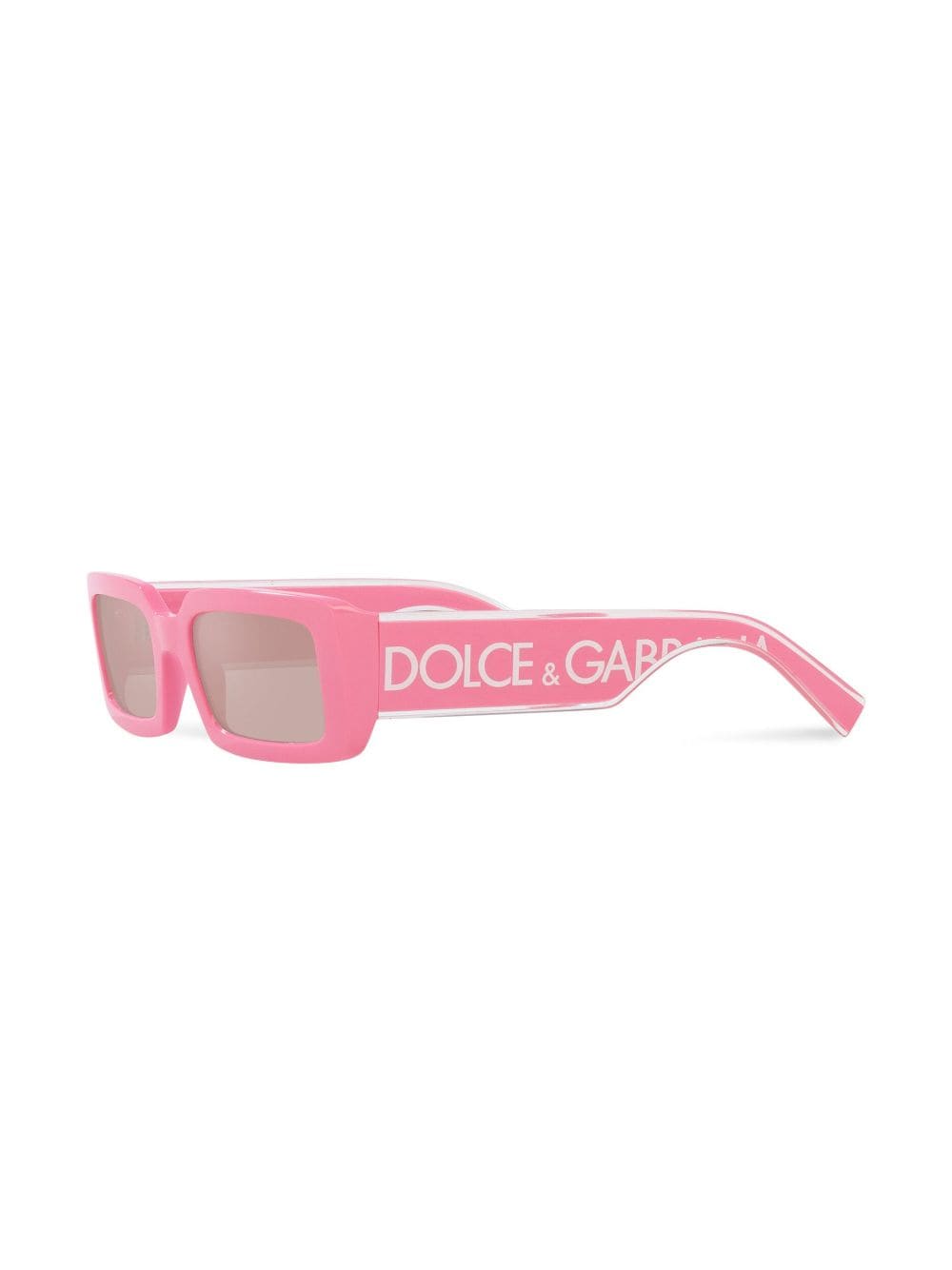Shop Dolce & Gabbana Rectangular-frame Logo-print Sunglasses In Pink