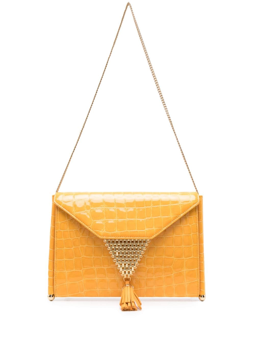 Aquazzura Crocodile-effect Shoulder Bag In Sunflower/light Gold