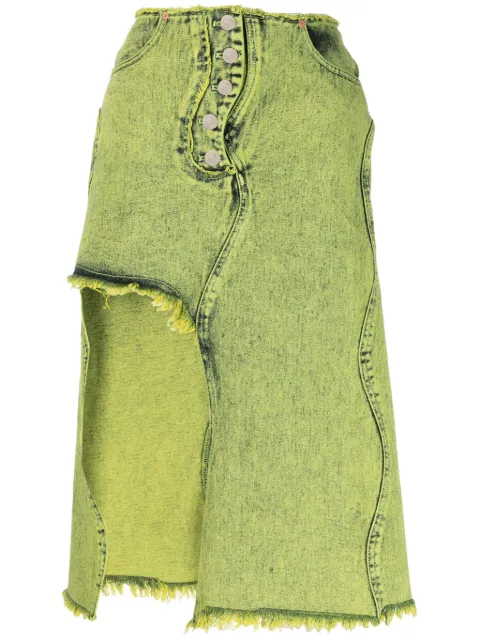 Andersson Bell asymmetric cut-out denim skirt