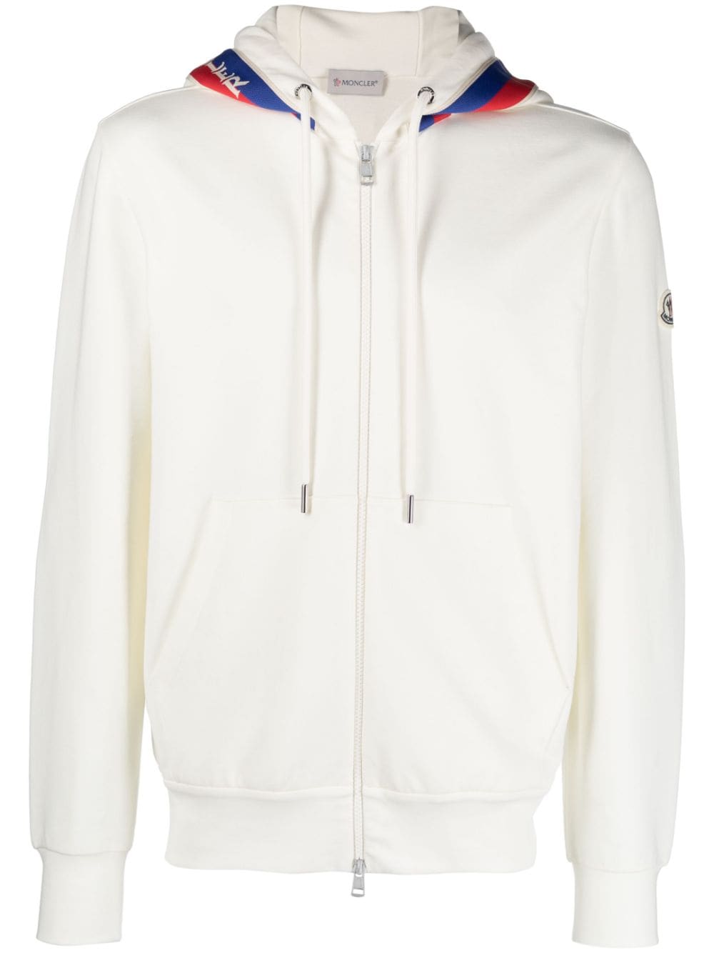 Moncler Zipped Cotton Hoodie In White