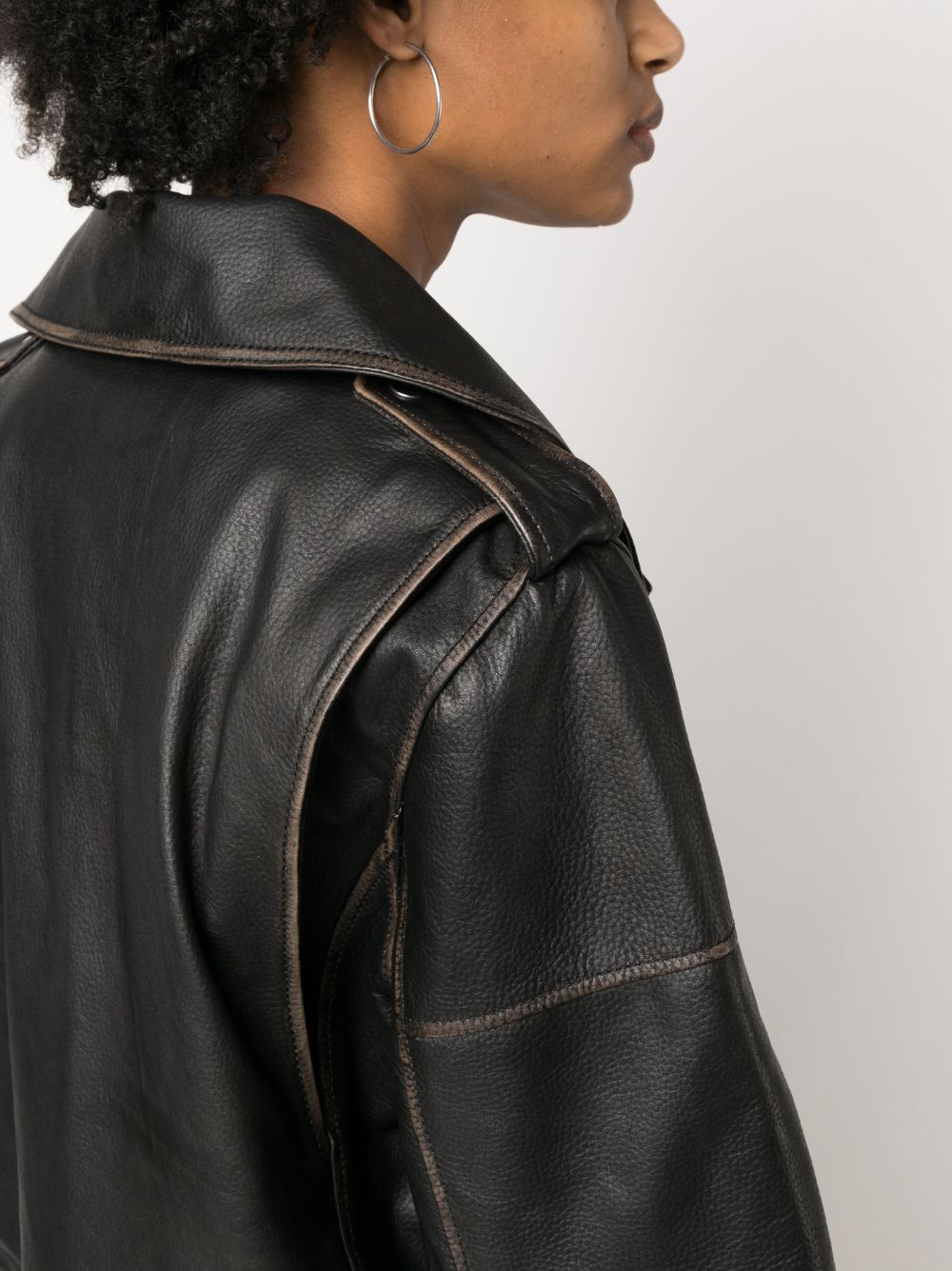 Shop By Malene Birger Zip Details Leather Jacket In Schwarz