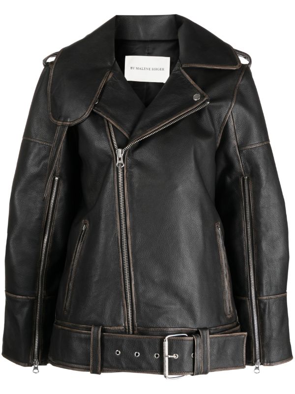 By Malene Birger Zip Details Leather Jacket - Farfetch