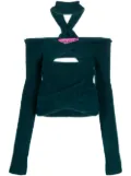 GAUGE81 ribbed-knit cut-out top - Green