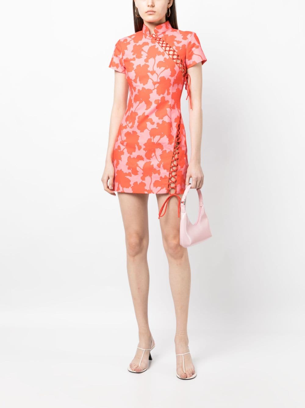 De La Vali floral-print trapeze mini dress - Oranje