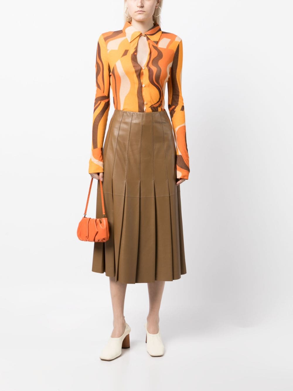 Shop Rejina Pyo Lowry Cut-out Abstract-orint Shirt In Orange