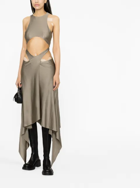 The Attico draped-hem cut-out midi dress 238WCM85PA44390 - 1