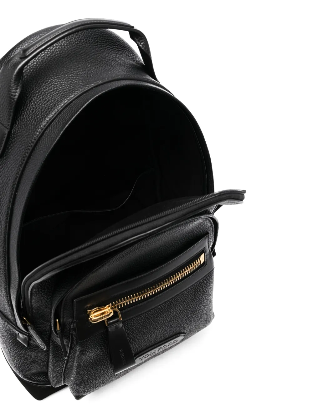 Shop Tom Ford Logo-patch Leather Backpack In Black