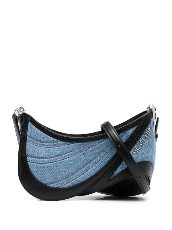 Small denim Spiral Curve 01 bag - Mugler fashion official