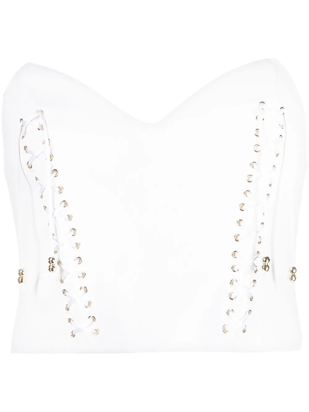 Elisabetta Franchi lace-up strapless corset top - White