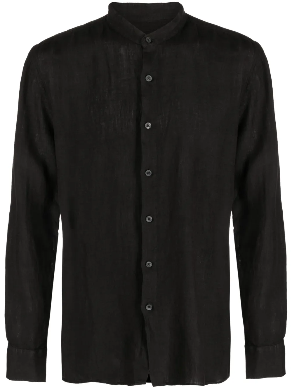 120% Lino plain linen shirt - Black