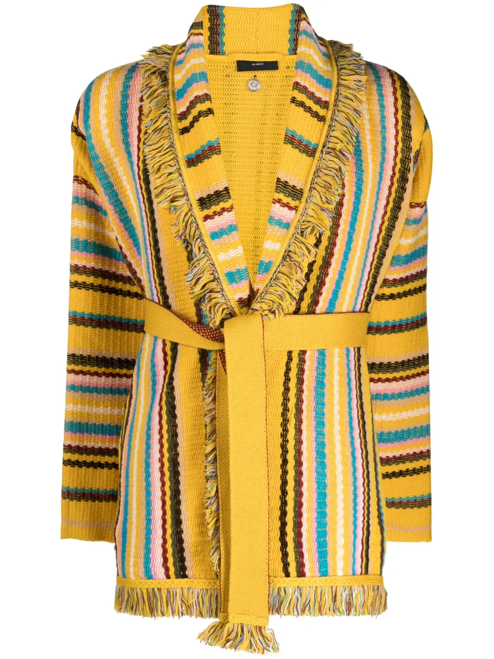 Alanui stripe-pattern knitted cardigan - Yellow