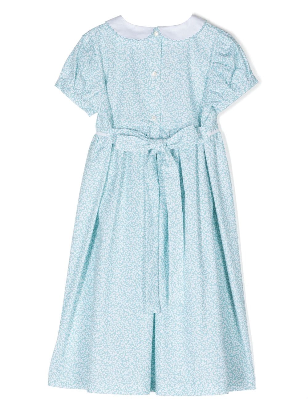 Shop Mariella Ferrari Floral-print Bow-fastening Cotton Dress In Blue