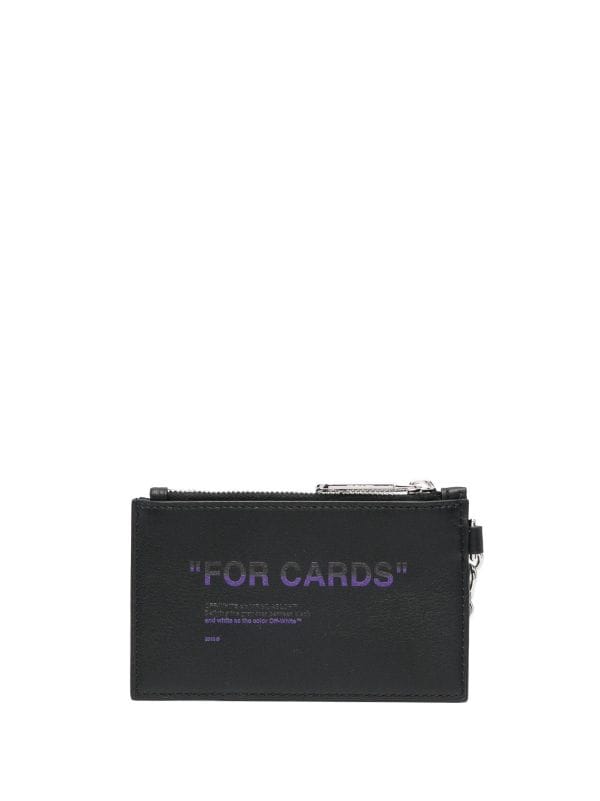 Quote-print leather cardholder