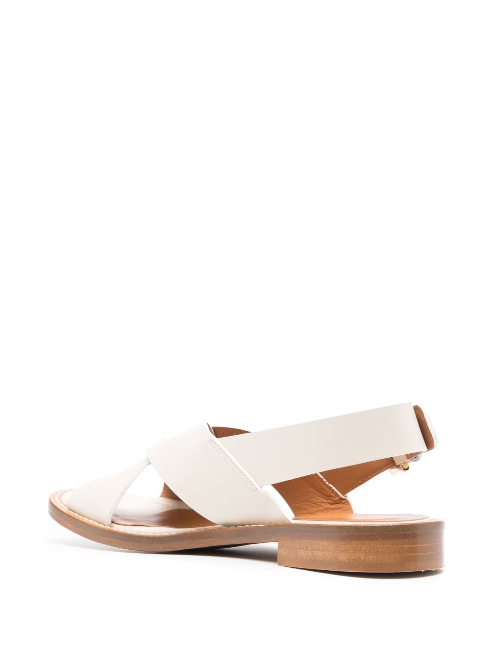 Shop Cenere Gb Flat Leather Sandals In Nude