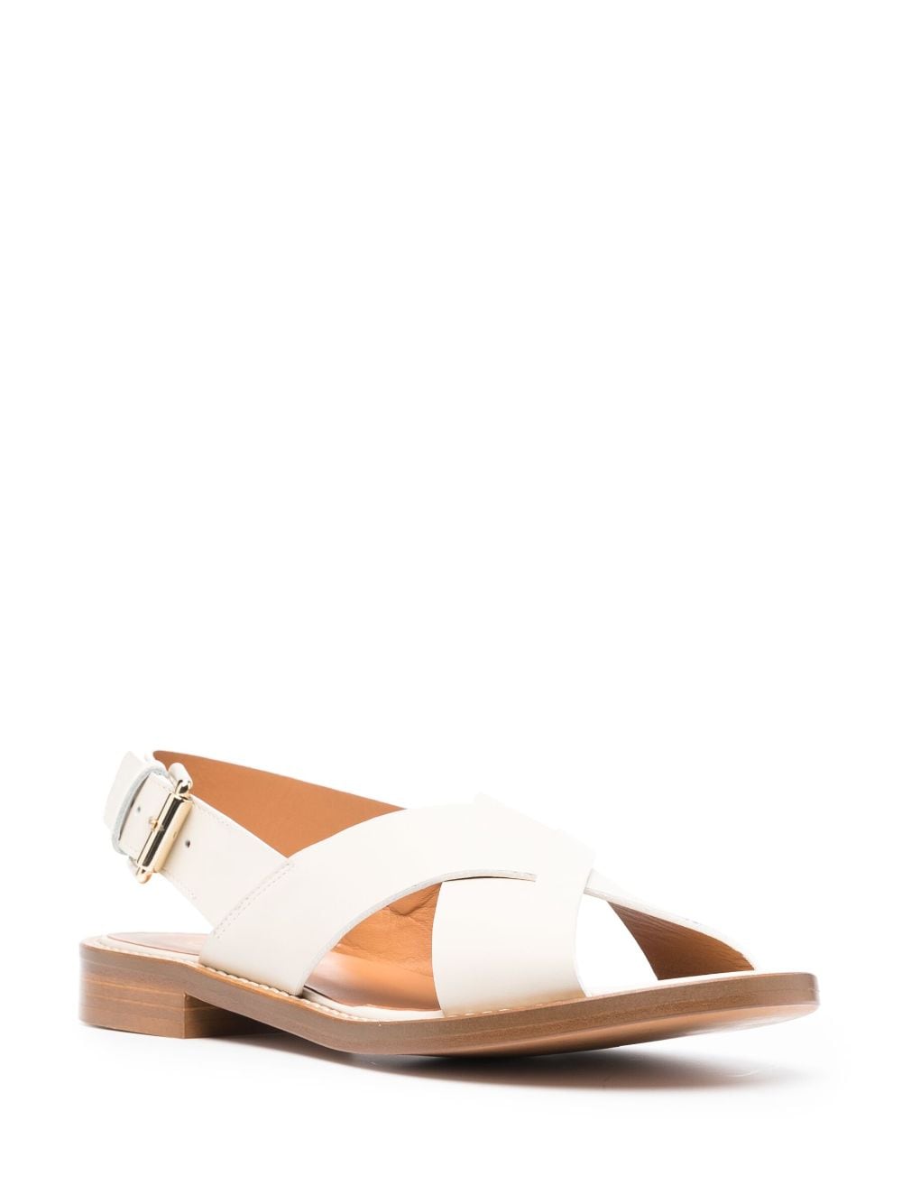 Shop Cenere Gb Flat Leather Sandals In Nude