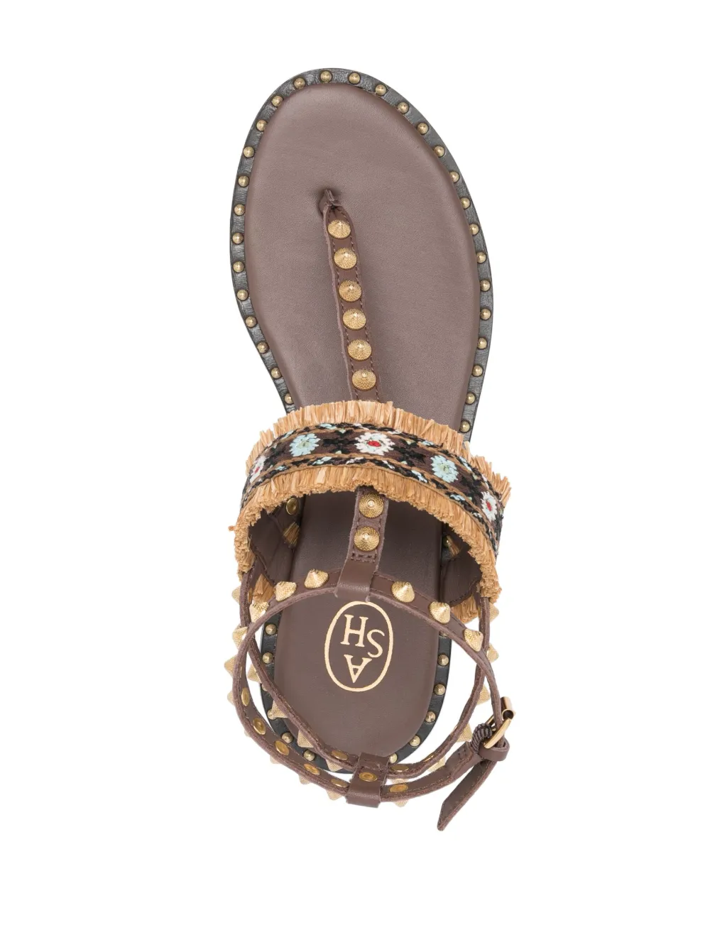 Shop Ash Bead-embellished Leather Sandals In Brown