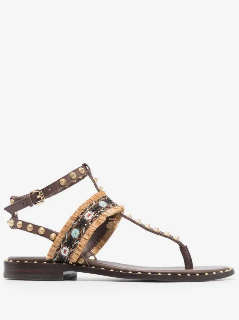 Ash bead-embellished leather sandals