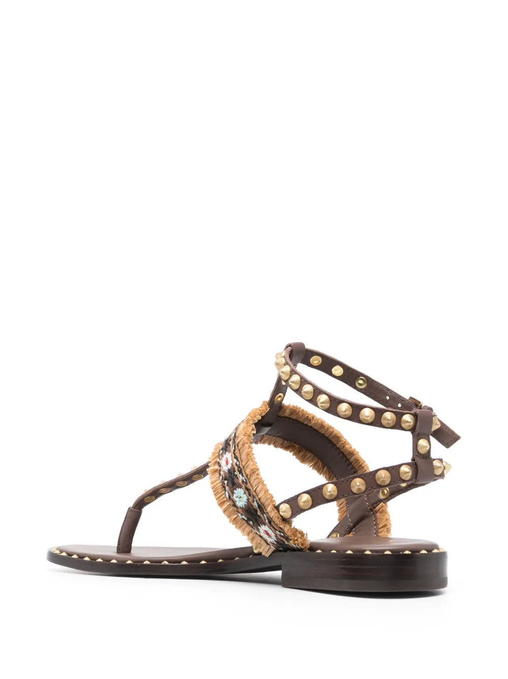 Shop Ash Bead-embellished Leather Sandals In Brown