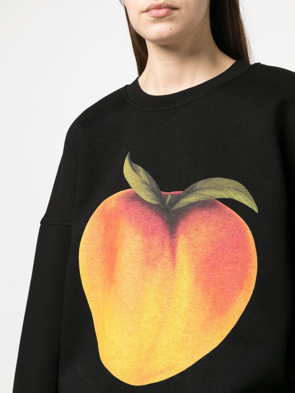 Shop Ioana Ciolacu Peach-print Crew-neck Sweatshirt In Black