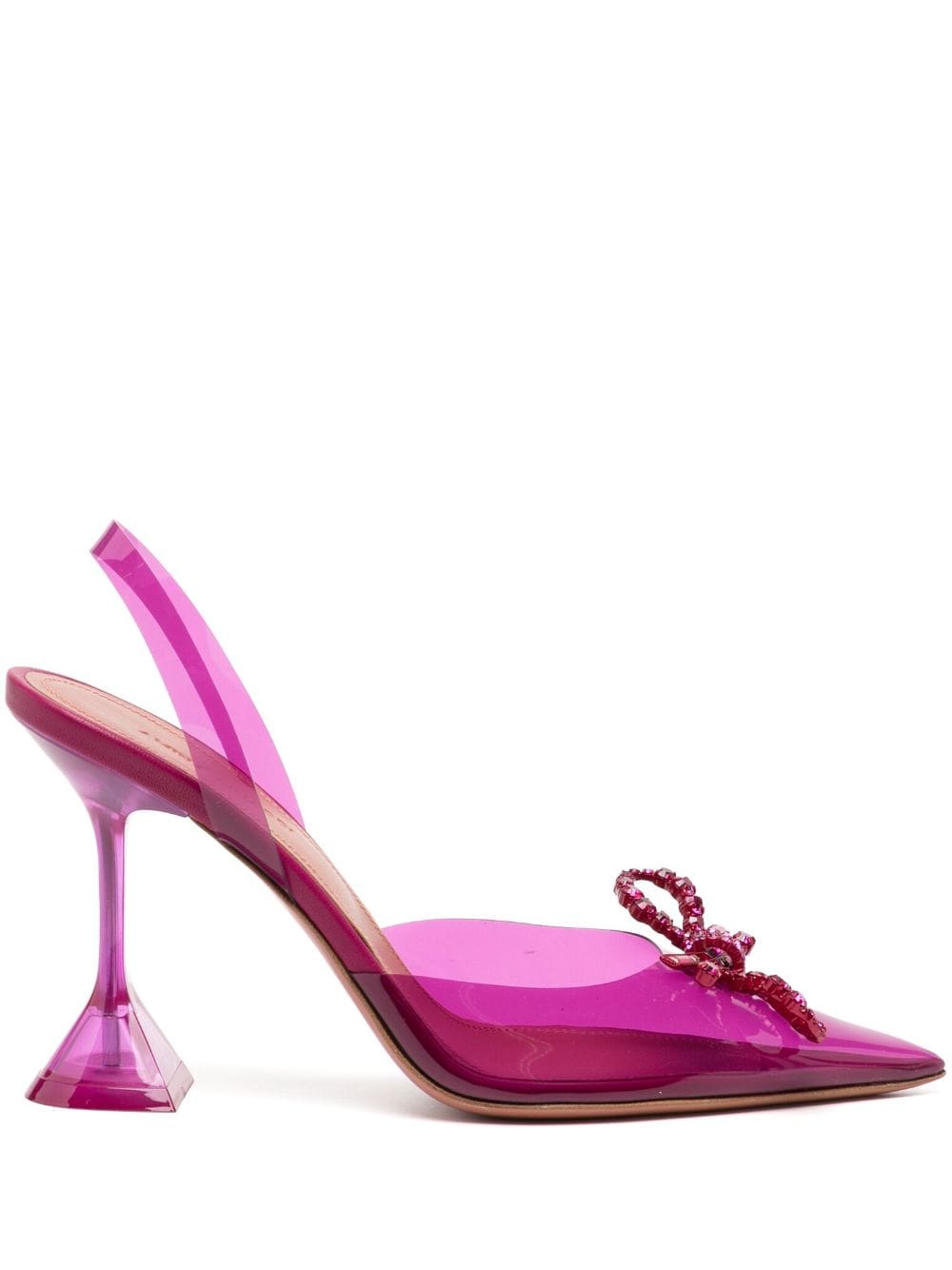 Shop Amina Muaddi Rosie Glass 95mm Slingback Pumps In Purple