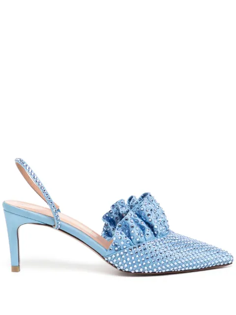 Andrea Wazen  ruched rhinestone mules