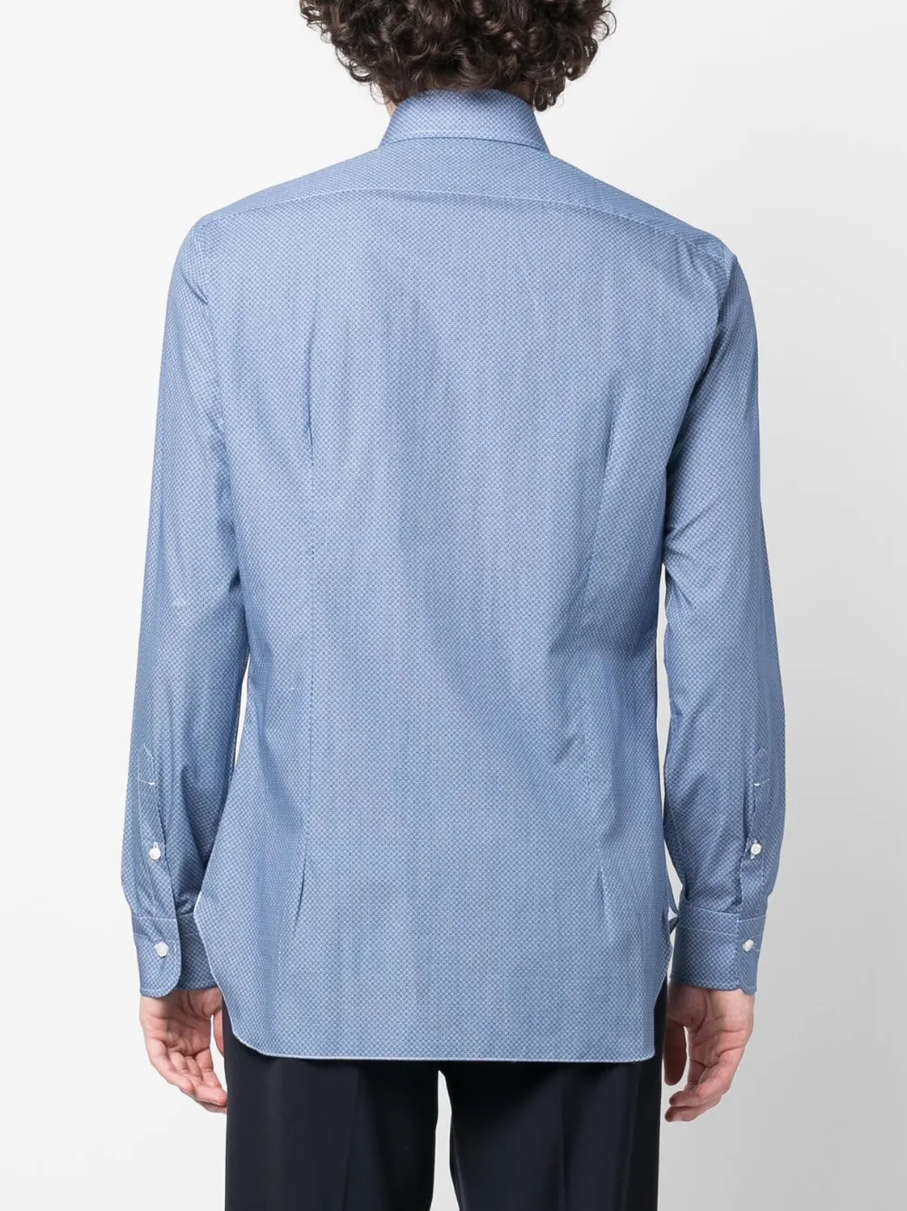 Barba Napoli Geometric-pattern Cotton Shirt In Blue