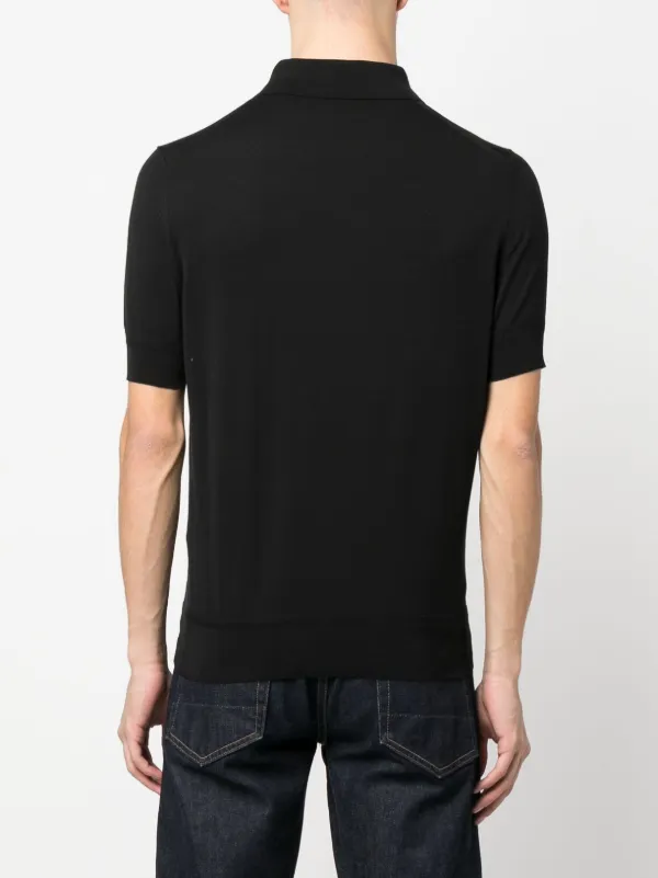 【シルク混】TOM FORD トムフォード 半袖ポロシャツ イタリア製 黒 シルク混】TOM FORD トムフォード 半袖ポロシャツ イタリア製 黒