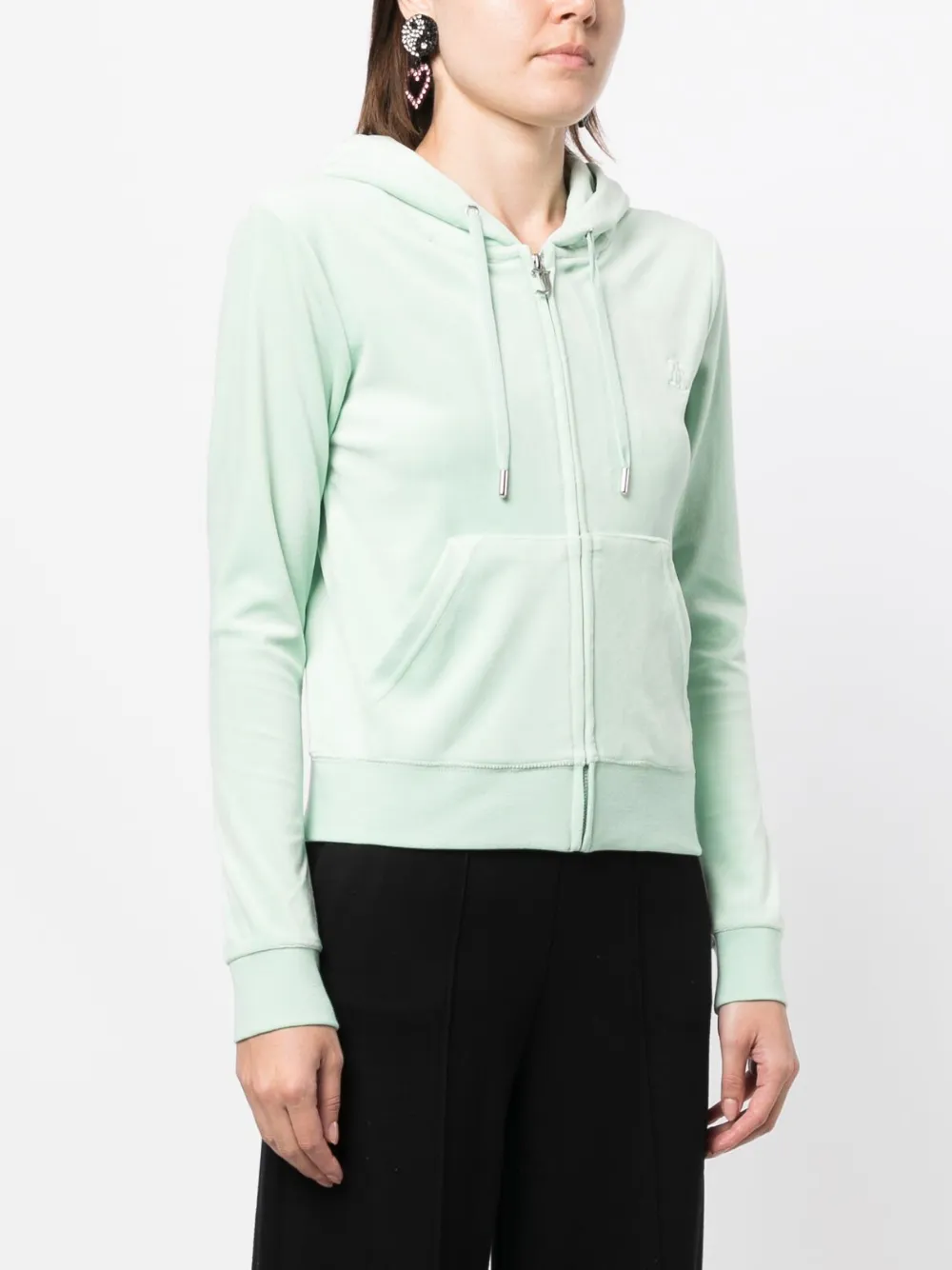 Juicy Couture Womens Grayed Jade Robertson Logo-embroidered Velour Hoody In Green