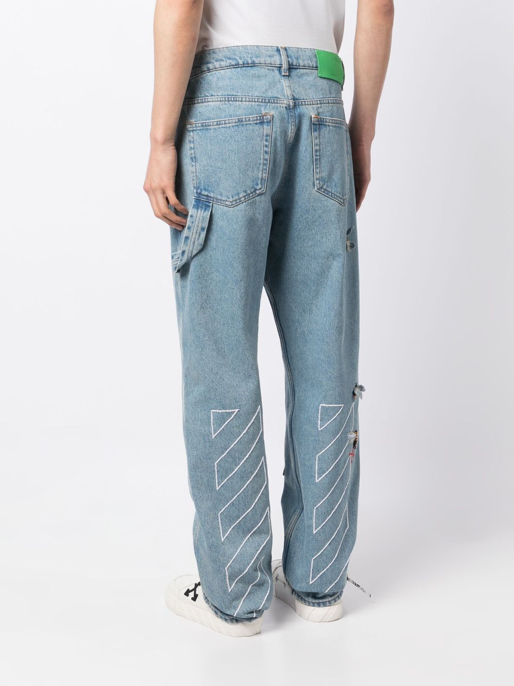 - Off-White Denim Farfetch Carpenter bee-embroidered Trousers