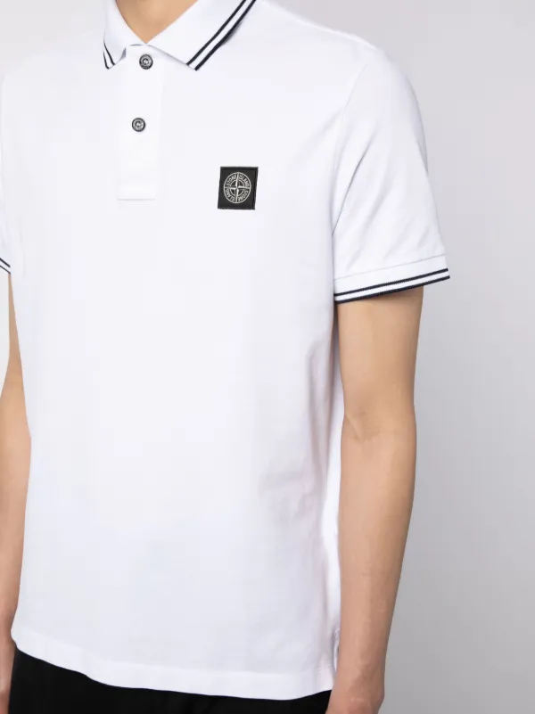 Stone Island ストライプトリム ポロシャツ | ホワイト | FARFETCH JP