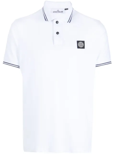 Stone Island stripe-trim piqué polo shirt 
