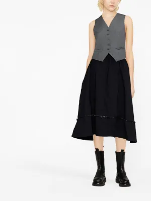 ワンピース COMME DES GARCONS Women Mid Skirts GLO019W23 1 BLACK Comme des Garçons // BLACK Black Pleated Midi Skirt – VSP