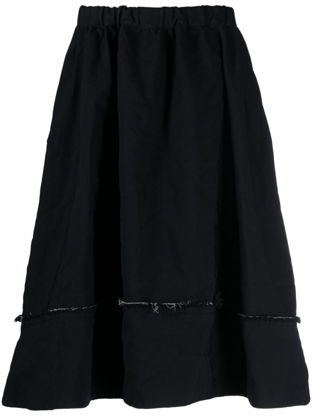 Comme Des Garçons Comme Des Garçons Frayed Elasticated-waist Midi Skirt In Blue