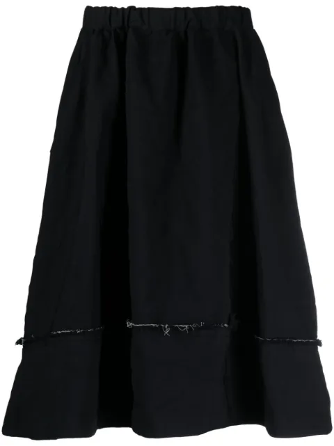 Comme Des Garçons Comme Des Garçons تنورة ميدي بخصر مطاطي وأطراف منسلة