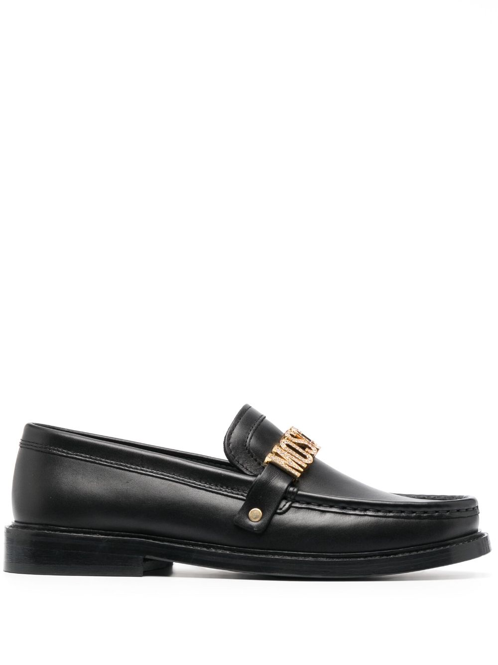 Moschino logo-lettering Leather Loafers - Farfetch