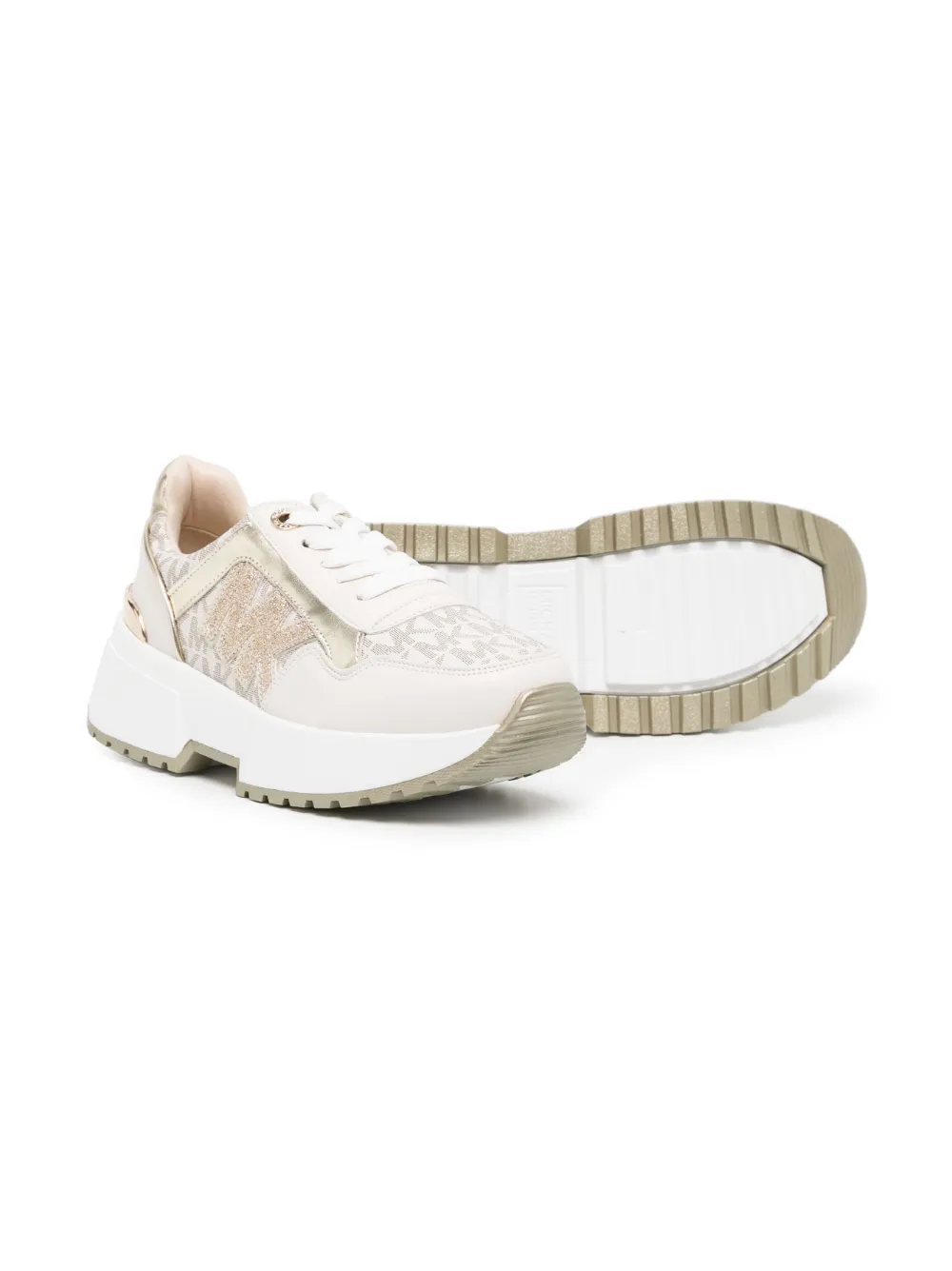 Michael Kors Kids Sneakers met monogramprint - Bruin