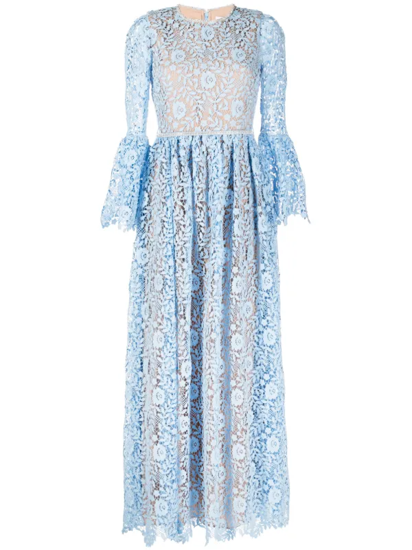 Self Portrait lace embroidered round neck Dress Farfetch