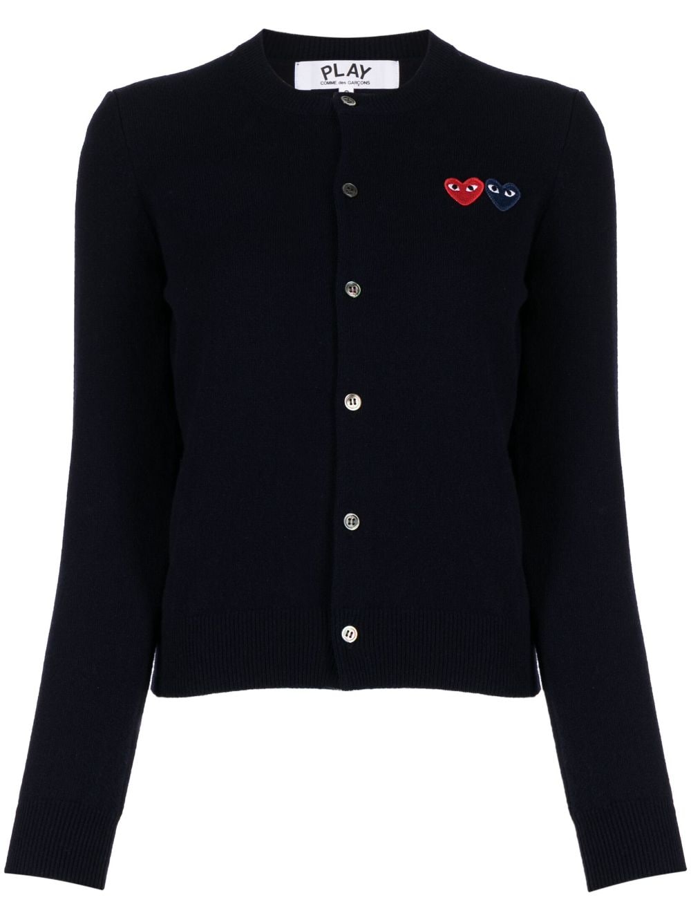 Comme Des Garçons Embroidered-logo Wool Cardigan In Blue | ModeSens