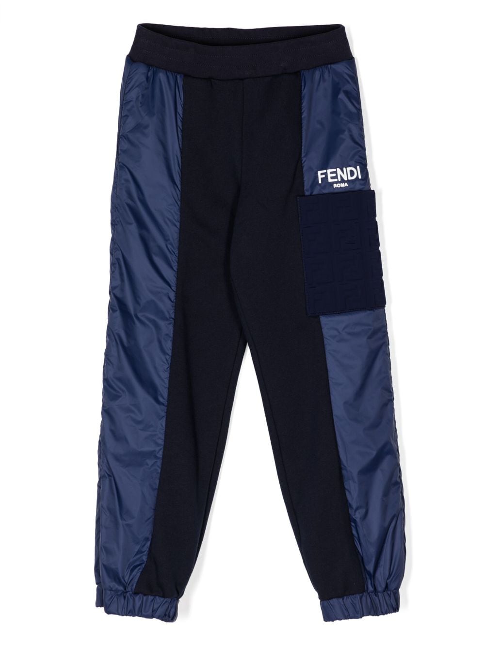 Fendi Kids' Logo-print Cotton Track Trousers In Blue