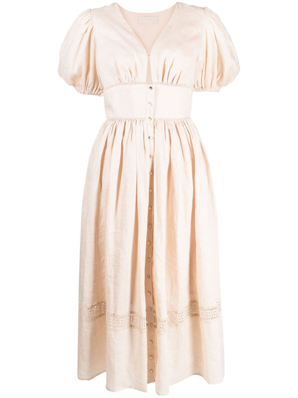 Keepsake The Label broderie-anglaise linen midi dress - Pink