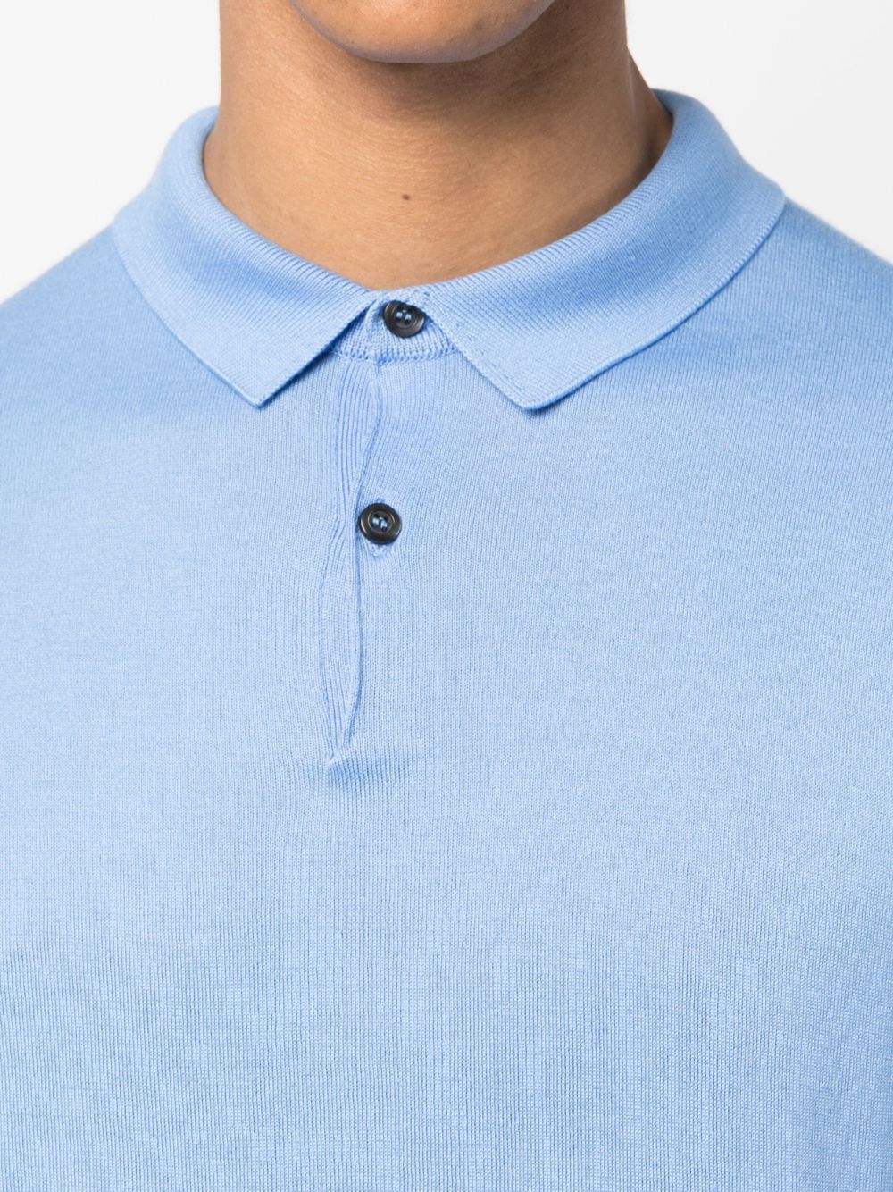 John Smedley Sea Island Short-sleeved Cotton-knit Polo Shirt In Blue ...