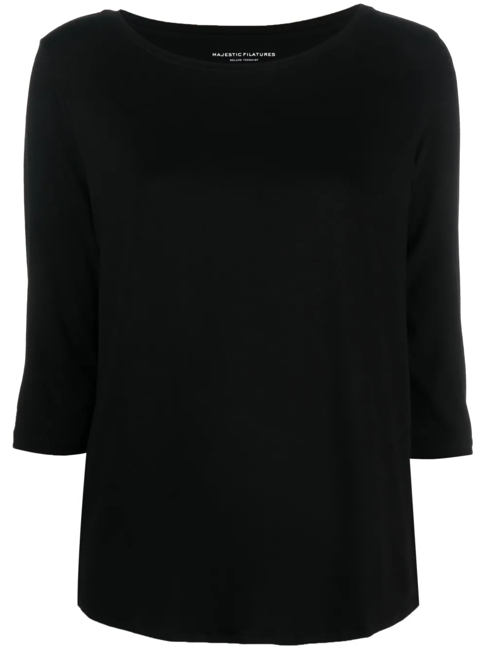 Majestic Boat-neck Jersey Top In Black