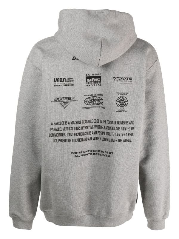 VTMNTS barcode-print cotton-blend Hoodie - Farfetch