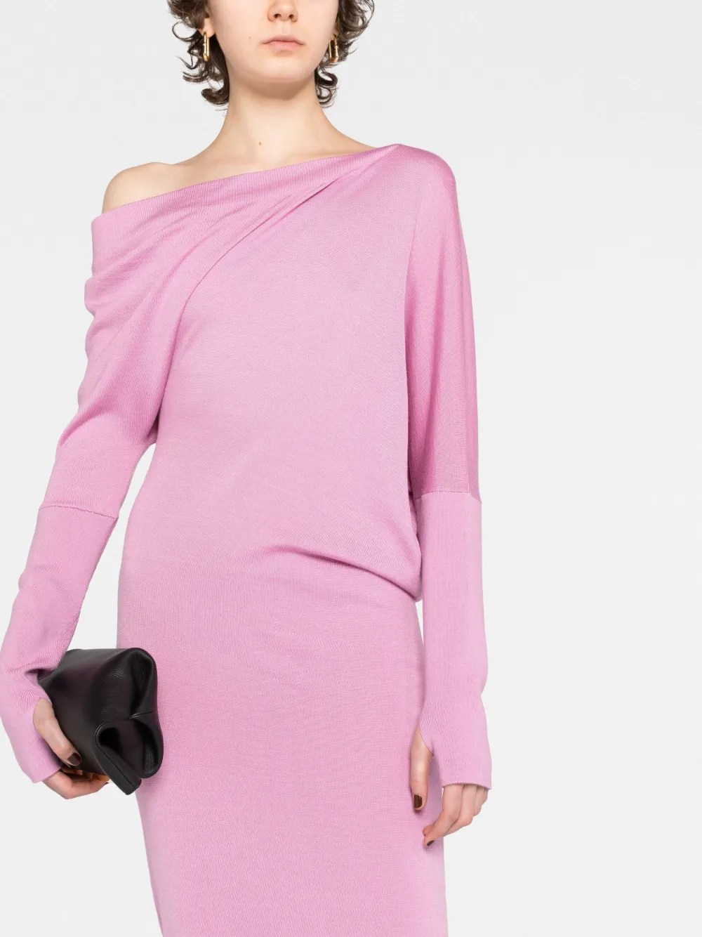 Tom Ford One-shoulder Cashmere And Silk-blend Midi Dress In Pink