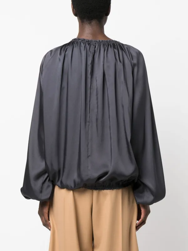 Blanca Vita シャーリング サテンブラウス | グレー | FARFETCH JP